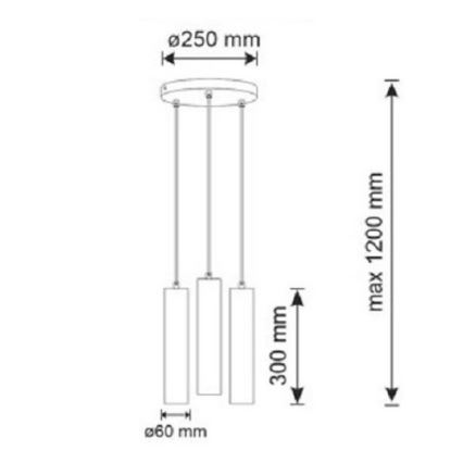 Suspension filaire NAPOLI 3xGU10/8W/230V