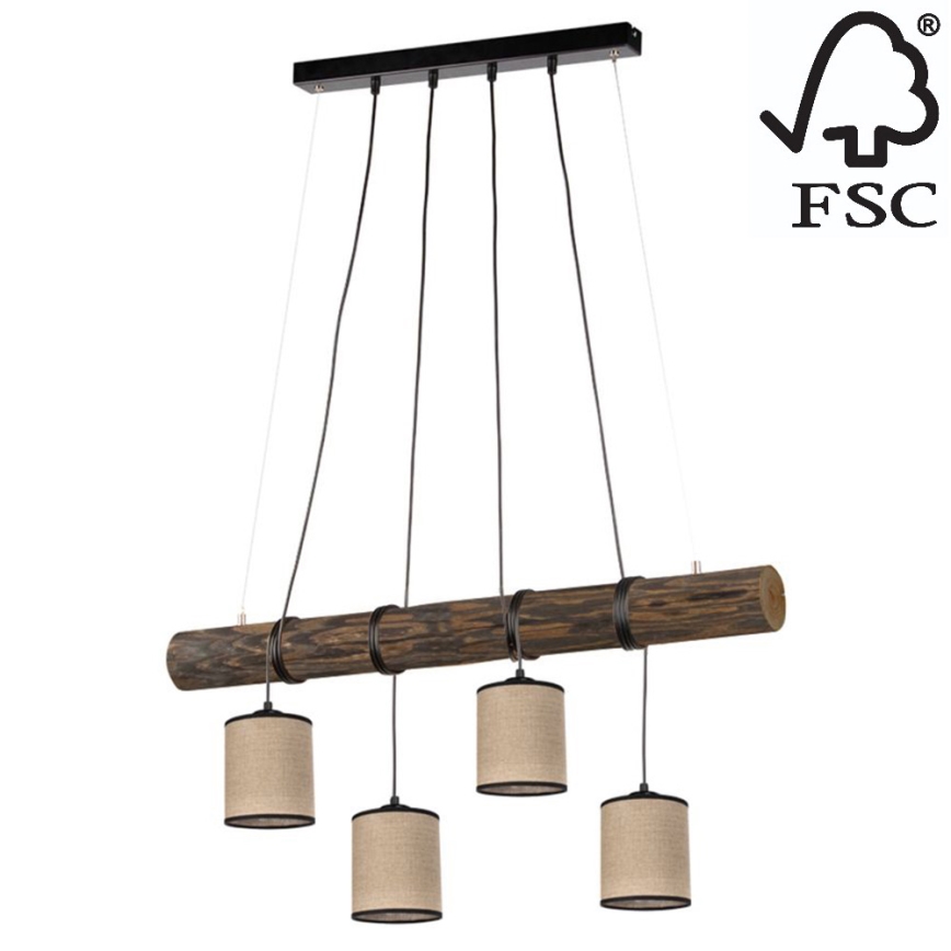 Suspension filaire NEGRO 4xE27/25W/230V pin - certifié FSC