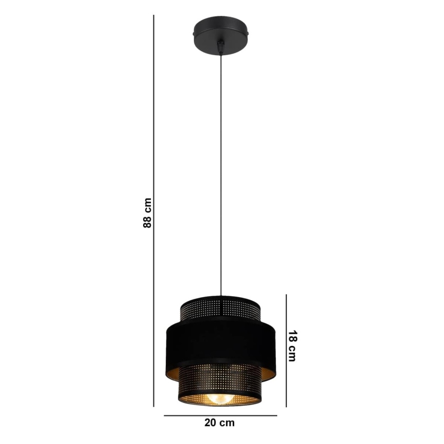 Suspension filaire NESS 1xE27/60W/230V noire