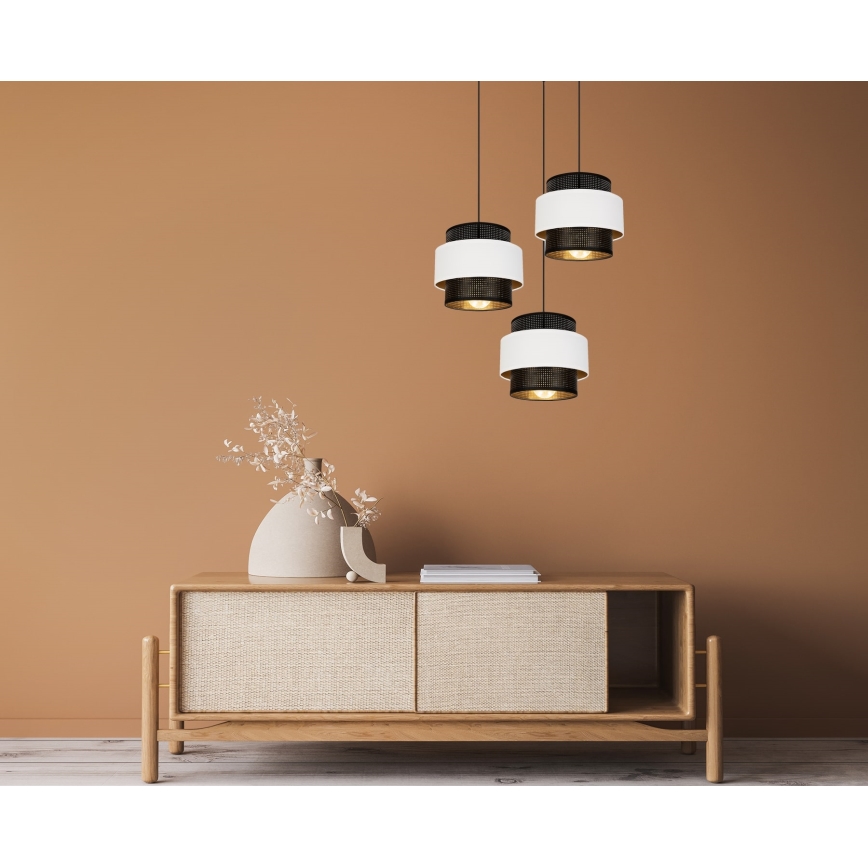 Suspension filaire NESS 3xE27/60W/230V d. 45 cm noire/blanche