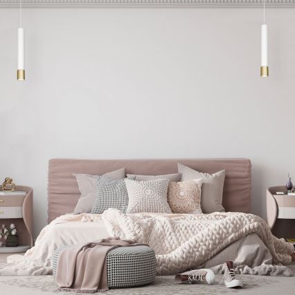 Suspension filaire NEST 1xGU10/8W/230V blanc/doré