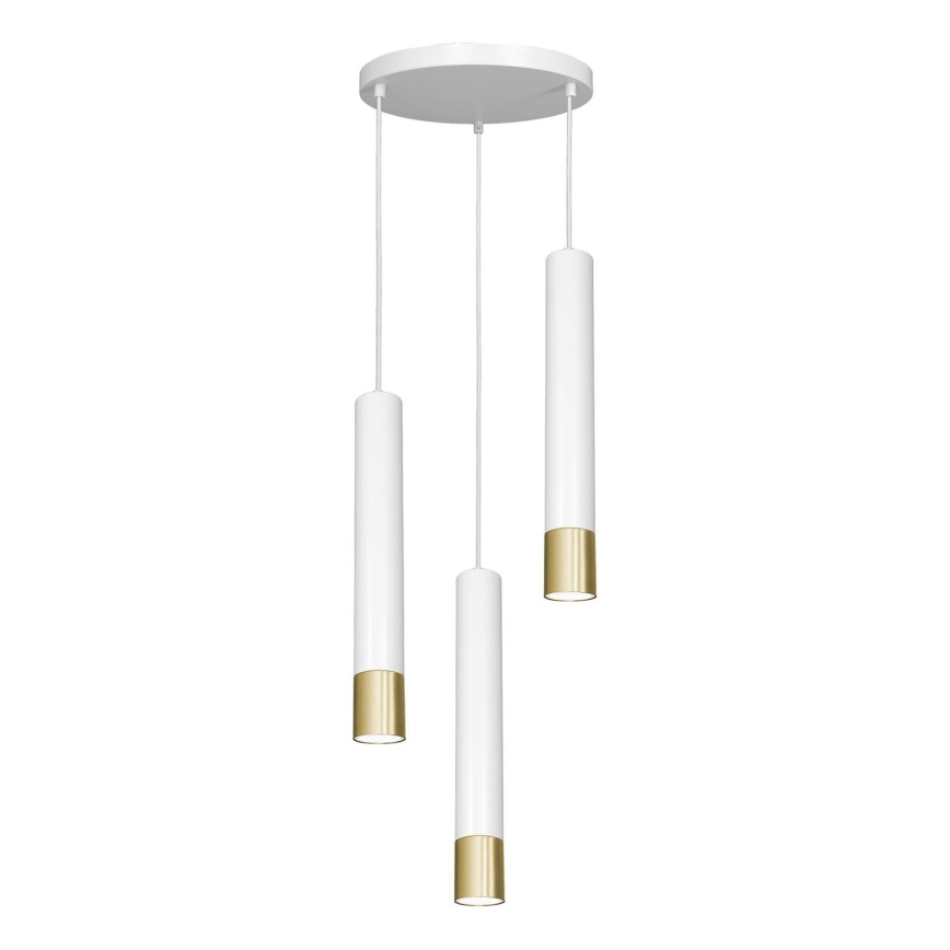 Suspension filaire NEST 3xGU10/8W/230V blanc/doré rond