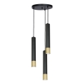 Suspension filaire NEST 3xGU10/8W/230V noir/doré rond