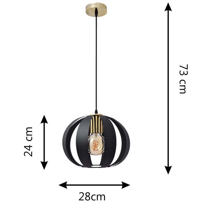 Suspension filaire NEWTON 1xE27/15W/230V noir/doré