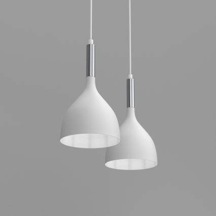 Suspension filaire NOAK 2xE27/15W/230V blanc/chrome brillant
