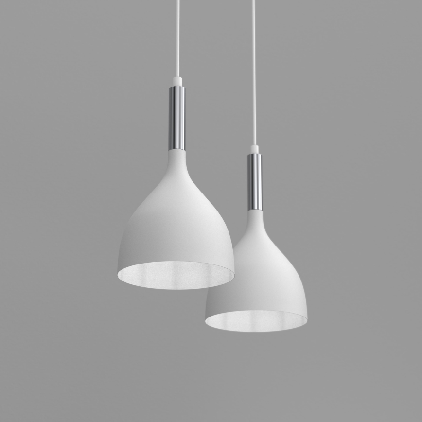 Suspension filaire NOAK 2xE27/15W/230V blanc/chrome brillant