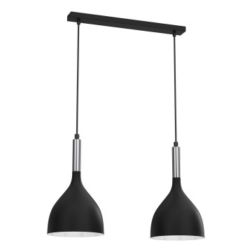 Suspension filaire NOAK 2xE27/15W/230V noir/chrome brillant