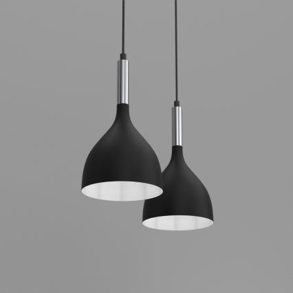Suspension filaire NOAK 2xE27/15W/230V noir/chrome brillant