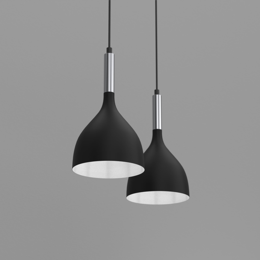 Suspension filaire NOAK 2xE27/15W/230V noir/chrome brillant