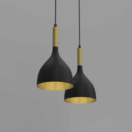 Suspension filaire NOAK 2xE27/15W/230V noir/doré