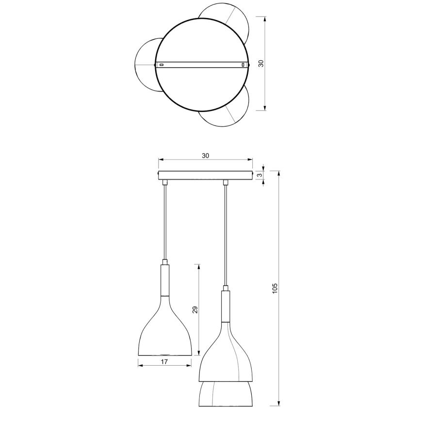 Suspension filaire NOAK 3xE27/15W/230V blanc/chrome brillant