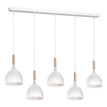 Suspension filaire NOAK 5xE27/60W/230V blanc/bois