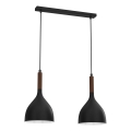 Suspension filaire NOAK WOOD 2xE27/15W/230V noir/hêtre