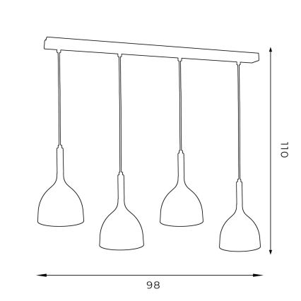 Suspension filaire NOAK WOOD 4xE27/60W/230V