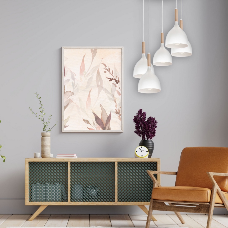Suspension filaire NOAK WOOD 5xE27/15W/230V blanc/hêtre