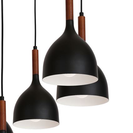 Suspension filaire NOAK WOOD 5xE27/15W/230V noir/hêtre