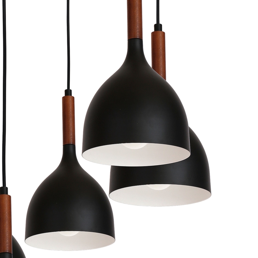 Suspension filaire NOAK WOOD 5xE27/15W/230V noir/hêtre