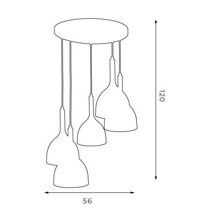 Suspension filaire NOAK WOOD 5xE27/15W/230V noir/hêtre