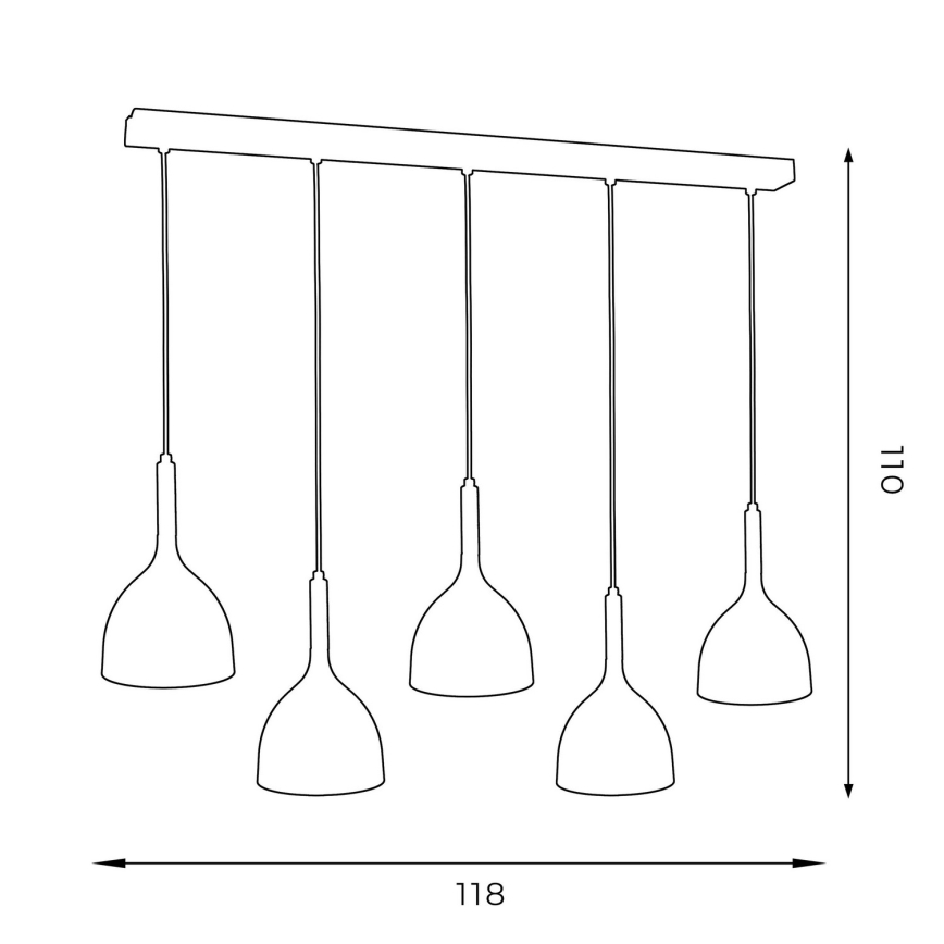 Suspension filaire NOAK WOOD 5xE27/60W/230V