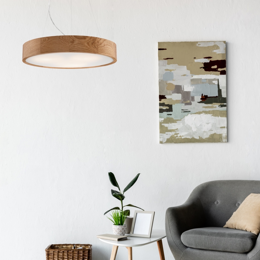 Suspension filaire OAK 3xE27/60W/230V chêne ø 47,5 cm - certifié FSC