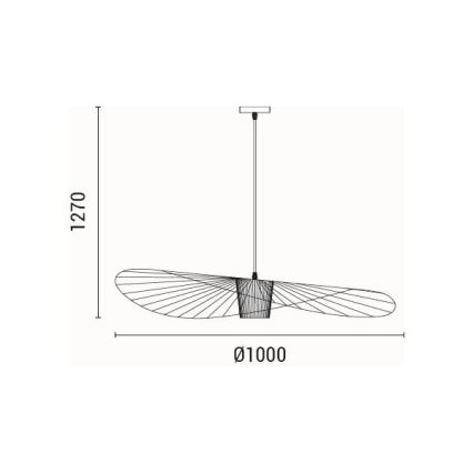 Suspension filaire OGGI 1xE27/40W/230V d. 100 cm noir