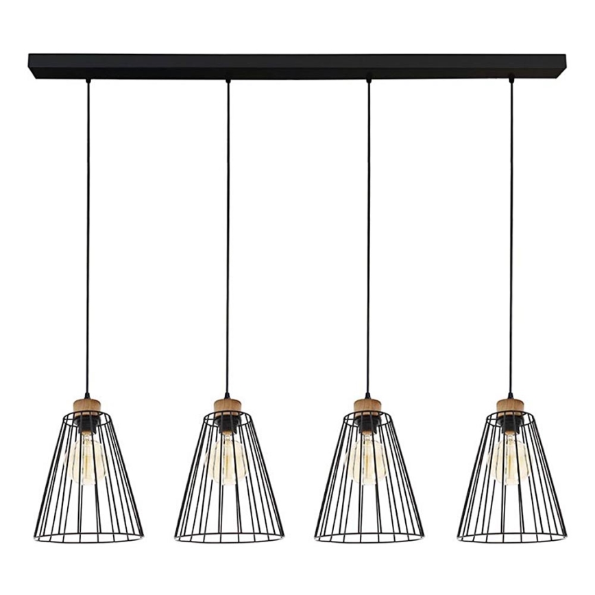 Suspension filaire ORAZIO 4xE27/60W/230V chêne