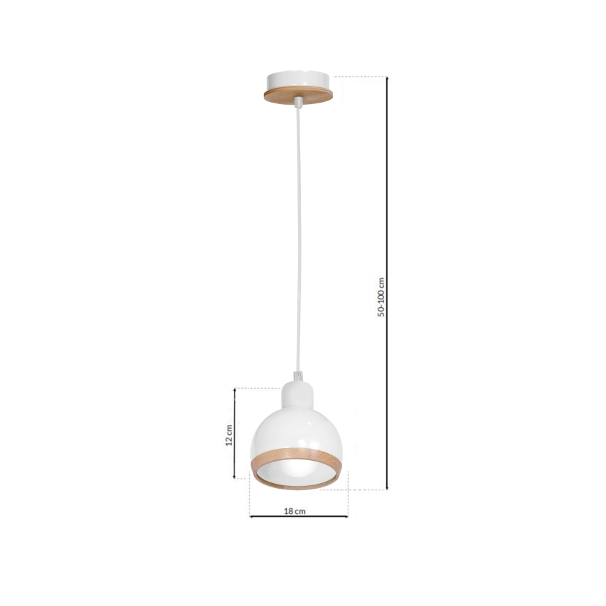 Suspension filaire OVAL 1xE27/60W/230V blanche
