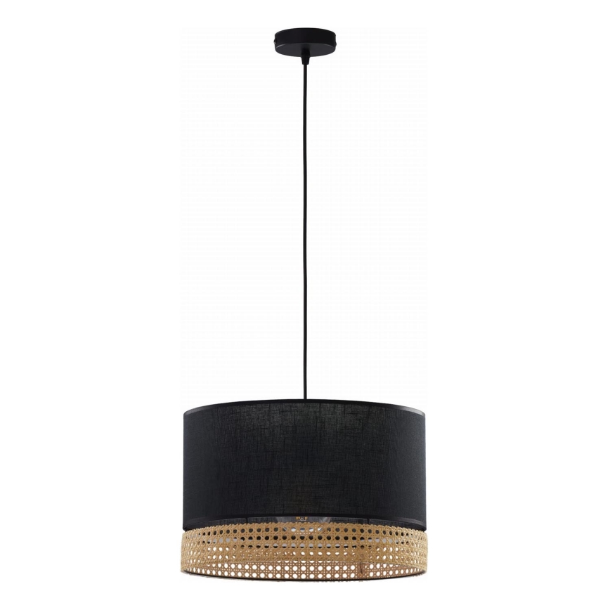 Suspension filaire PAGLIA 1xE27/15W/230V noir/rotin