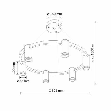 Suspension filaire PARIS 6xGU10/12W/230V noir