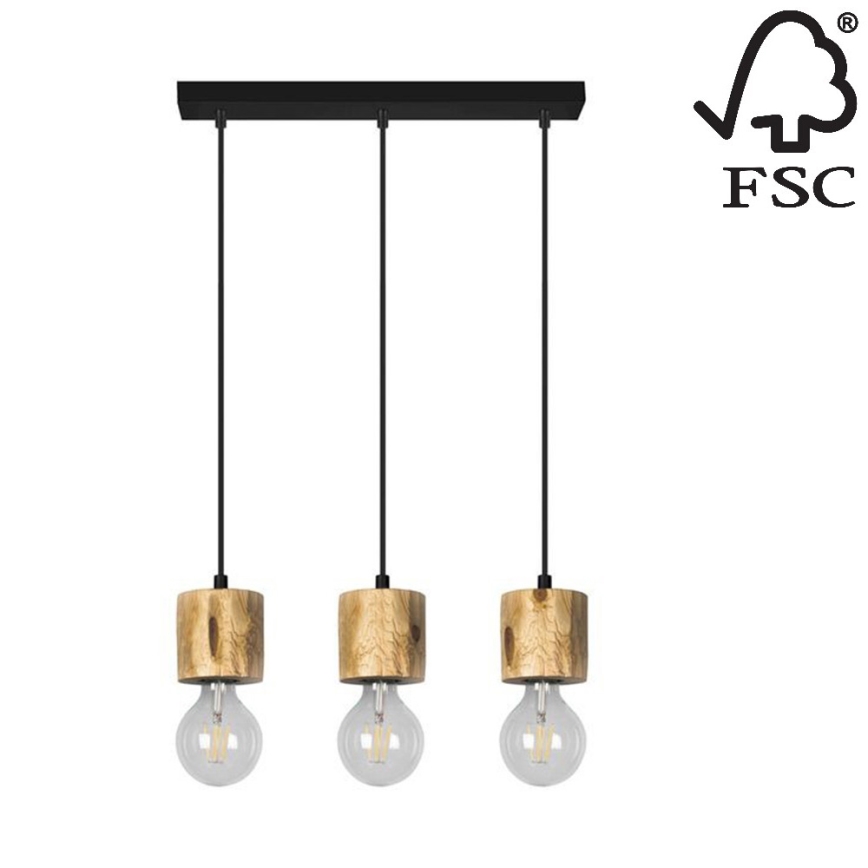 Suspension filaire PINO 3xE27/60W/230V pin - certifié FSC