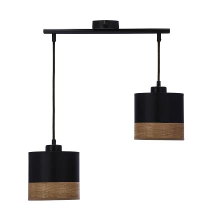 Suspension filaire PORTO 2xE27/60W/230V noir/marron