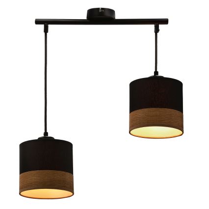 Suspension filaire PORTO 2xE27/60W/230V noir/marron