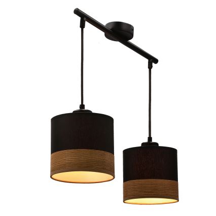 Suspension filaire PORTO 2xE27/60W/230V noir/marron