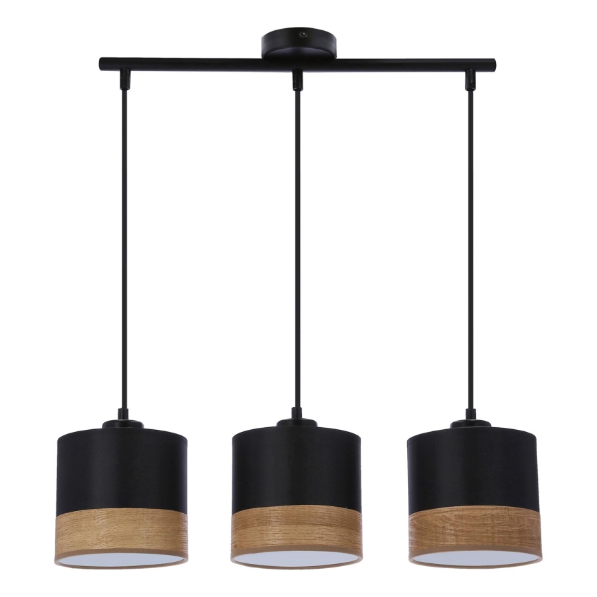 Suspension filaire PORTO 3xE27/60W/230V noir/marron