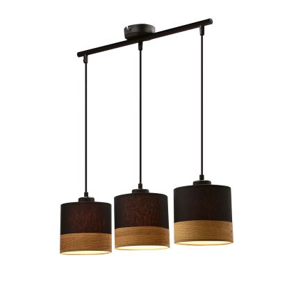 Suspension filaire PORTO 3xE27/60W/230V noir/marron