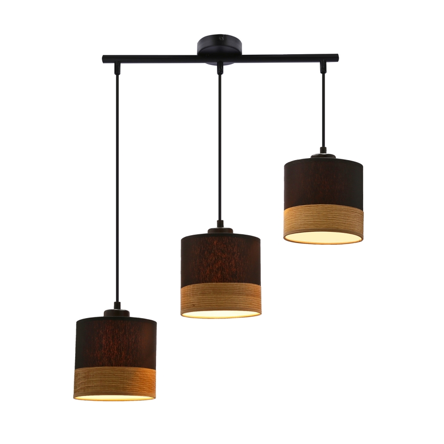 Suspension filaire PORTO 3xE27/60W/230V noir/marron