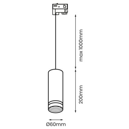 Suspension filaire pour système de rail 3 phases PIPE 1xGU10/25W/230V blanche