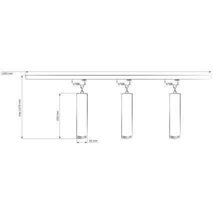 Suspension filaire pour système de rail MARIBEL 3xGU10/10W/230V + 1 m rail système blanc