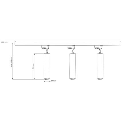 Suspension filaire pour système de rail PARIS 3xGU10/10W/230V + 1 m rail système blanc