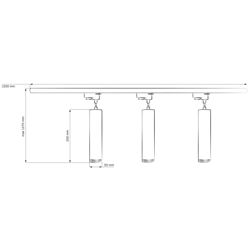 Suspension filaire pour système de rail PARIS 3xGU10/10W/230V + 1 m rail système blanc