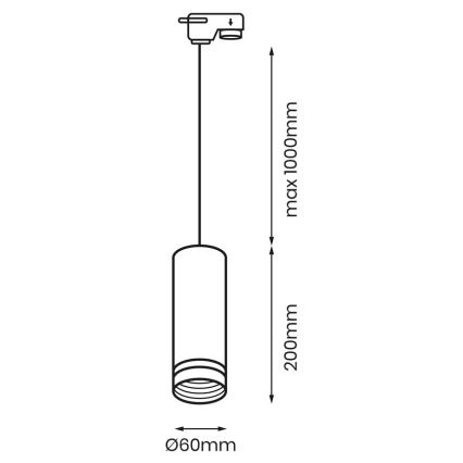 Suspension filaire pour système de rail PIPE 1xGU10/25W/230V noire