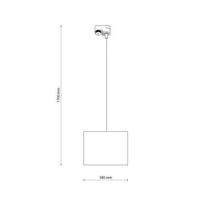 Suspension filaire pour système de rail monophasé TRACER 1xE27/15W/230V d. 38 cm noir/blanc