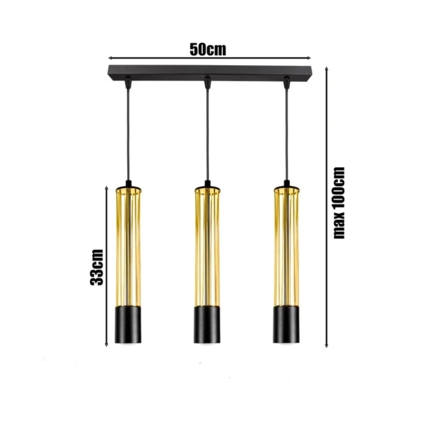 Suspension filaire PRESCOT 3xGU10/40W/230V doré