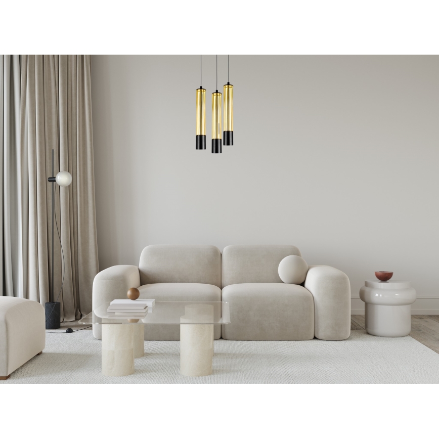 Suspension filaire PRESCOT 3xGU10/40W/230V doré