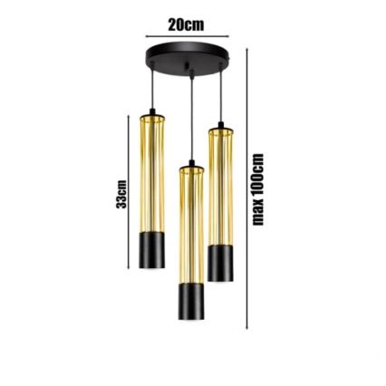 Suspension filaire PRESCOT 3xGU10/40W/230V doré