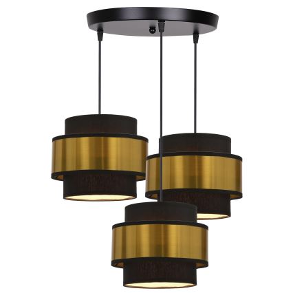Suspension filaire PRESTIGE 3xE27/40W/230V doré/noir
