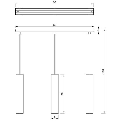 Suspension filaire RAITO 3xGU10/8W/230V laiton