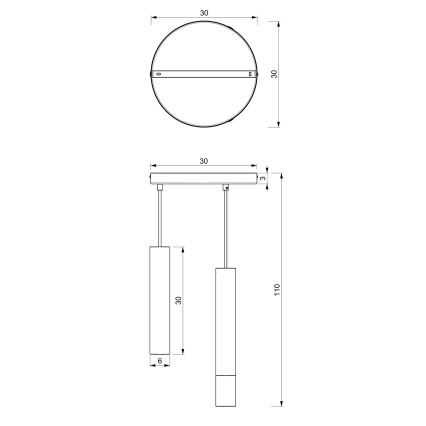 Suspension filaire RAITO 3xGU10/8W/230V laiton