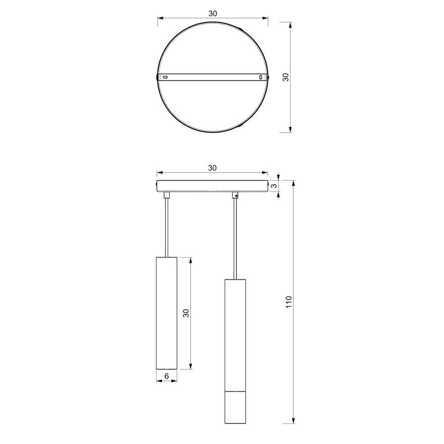 Suspension filaire RAITO 3xGU10/8W/230V laiton