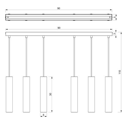 Suspension filaire RAITO 6xGU10/8W/230V laiton